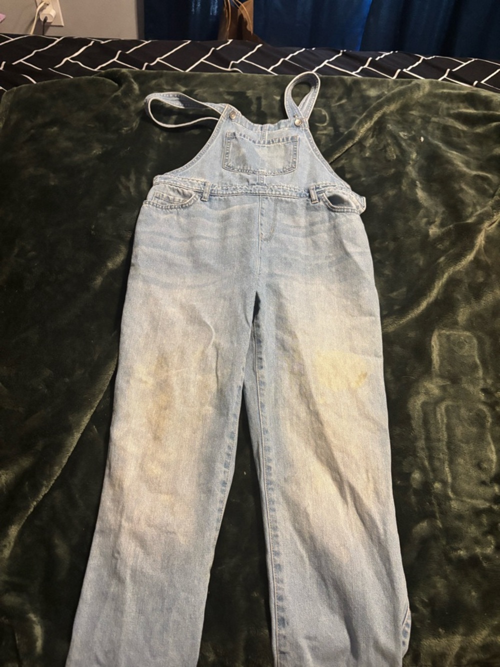 Place Light Blue Denim Overalls with Adjustable Straps